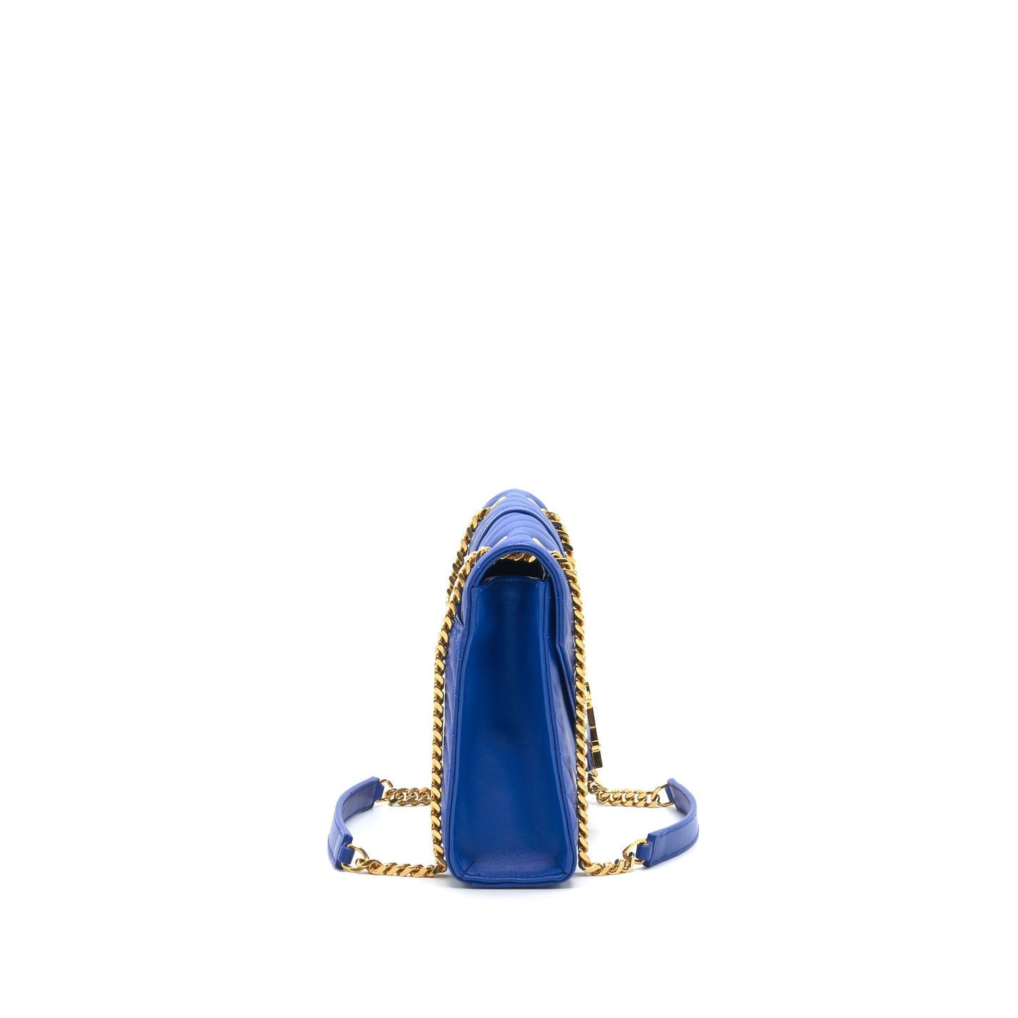 Saint Laurent / Chevron Monogram Flap Purse Blue