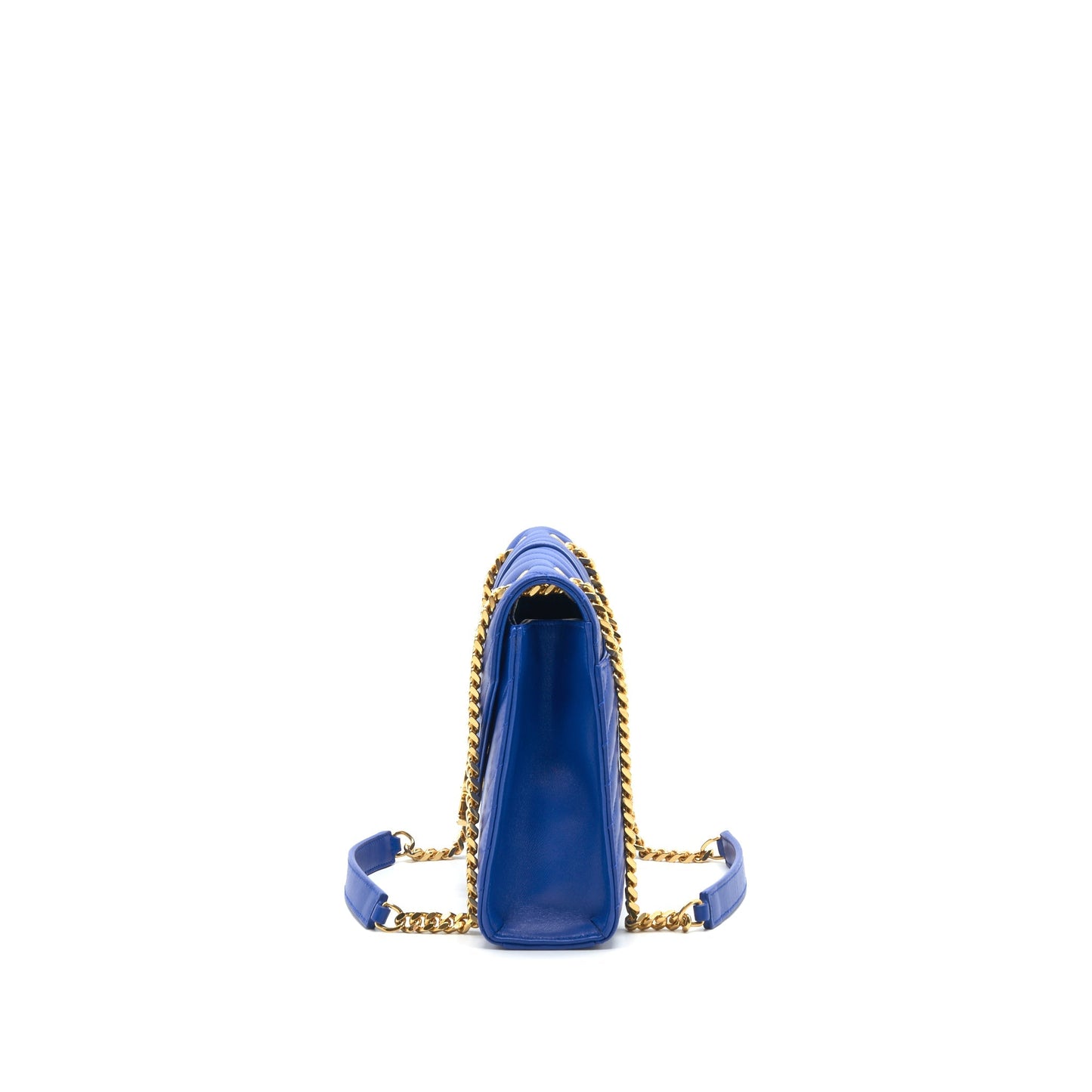 Saint Laurent / Chevron Monogram Flap Purse Blue