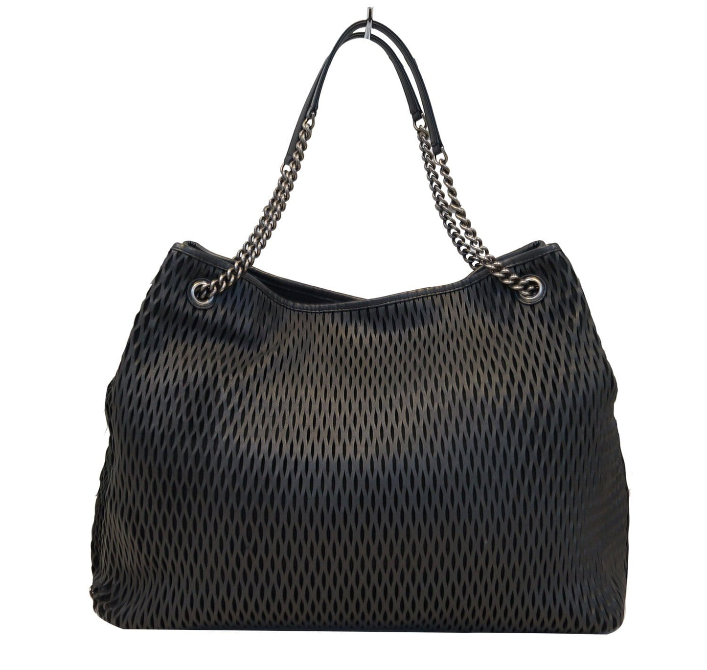 CHANEL  Laser Cut Perforated CC Tote Black