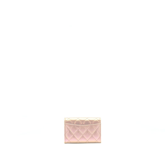Chanel 21K Iridescent Pink Flap Card Holder
