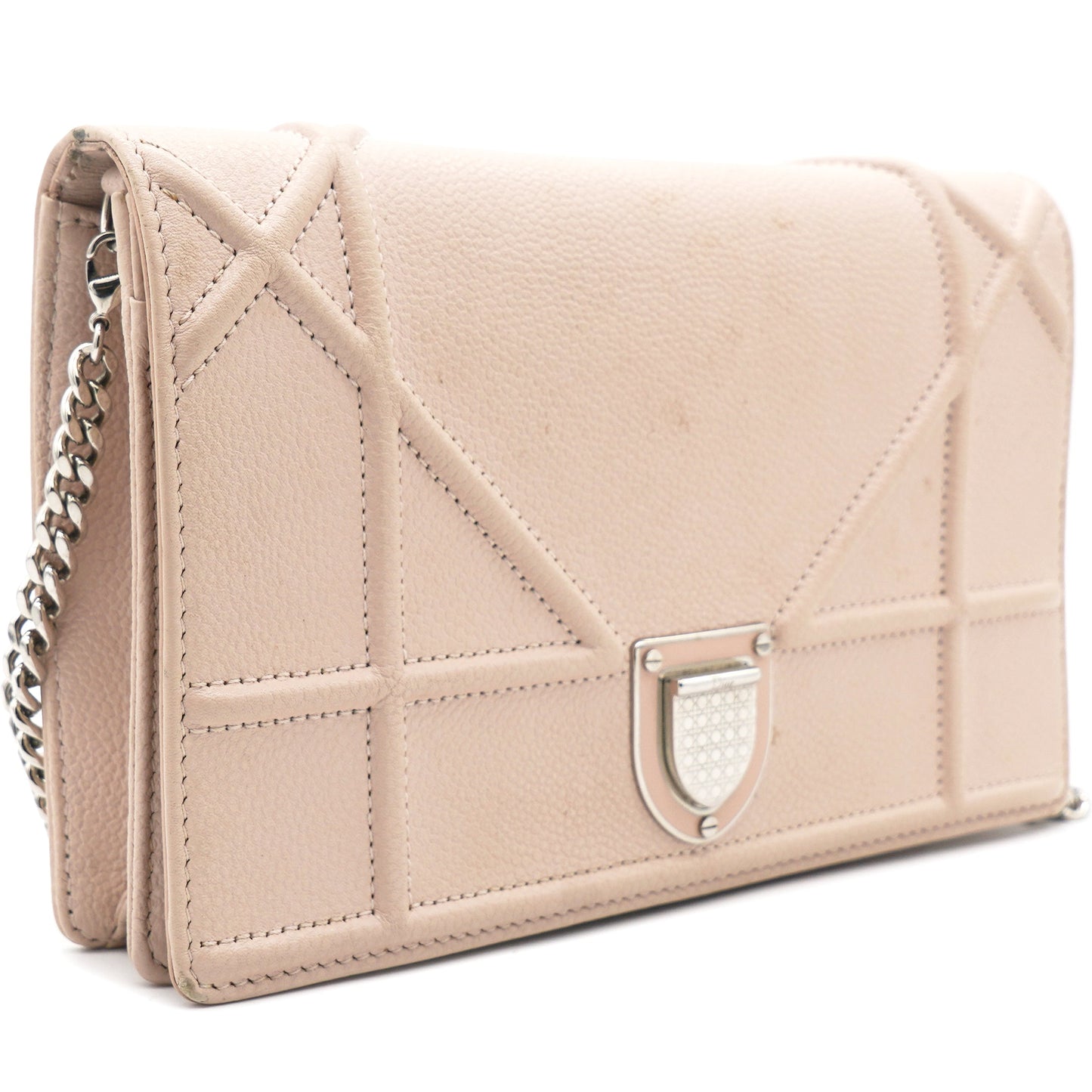 Dior Light Pink Leather Diorama Wallet on Chain