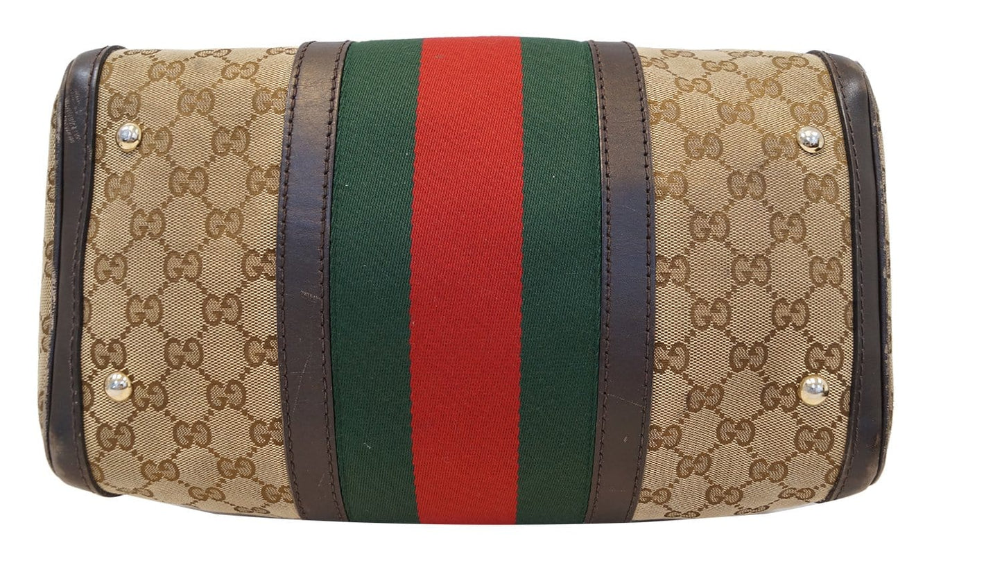 GUCCI  Web Medium  GG Boston Bag with Signature Web