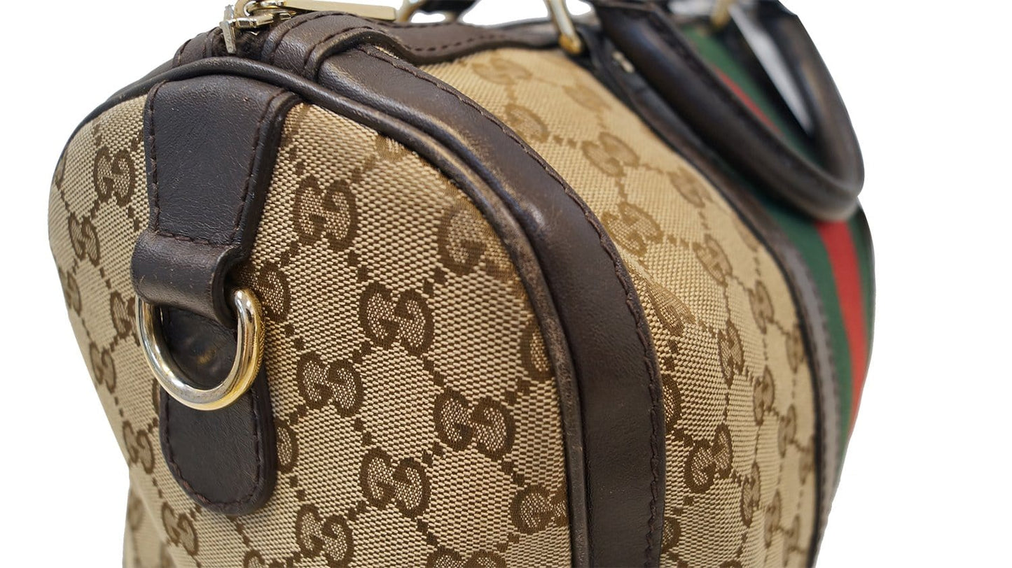 GUCCI  Web Medium  GG Boston Bag with Signature Web