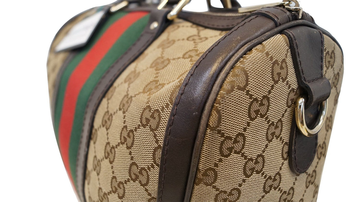 GUCCI  Web Medium  GG Boston Bag with Signature Web
