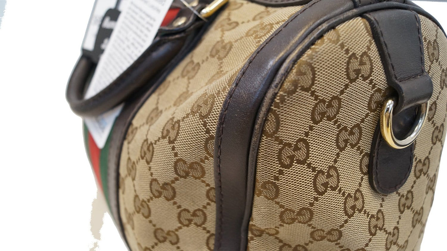 GUCCI  Web Medium  GG Boston Bag with Signature Web