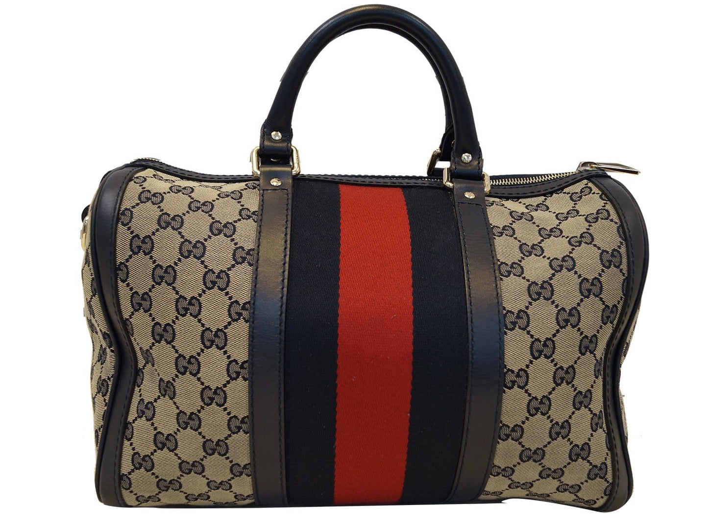 GUCCI  Web Medium  GG Boston Bag with Signature Web