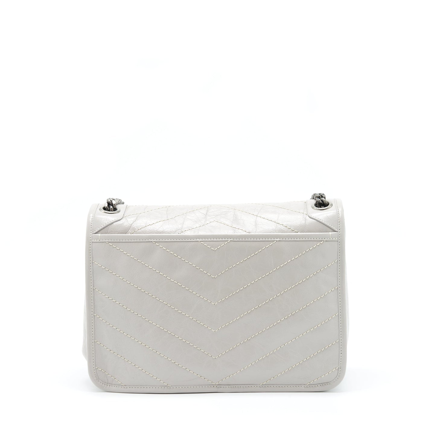 Saint Laurent Medium Niki Purse Calfskin Light Grey With Ruthenium Hardware