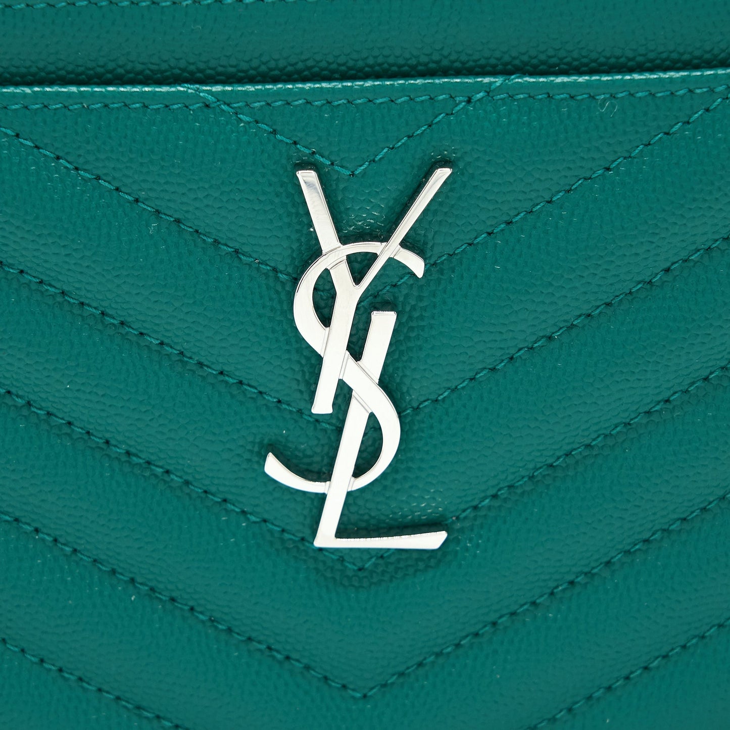 Saint Laurent Cassandra Matelasse Zipped Pouch Grained Calfskin Green