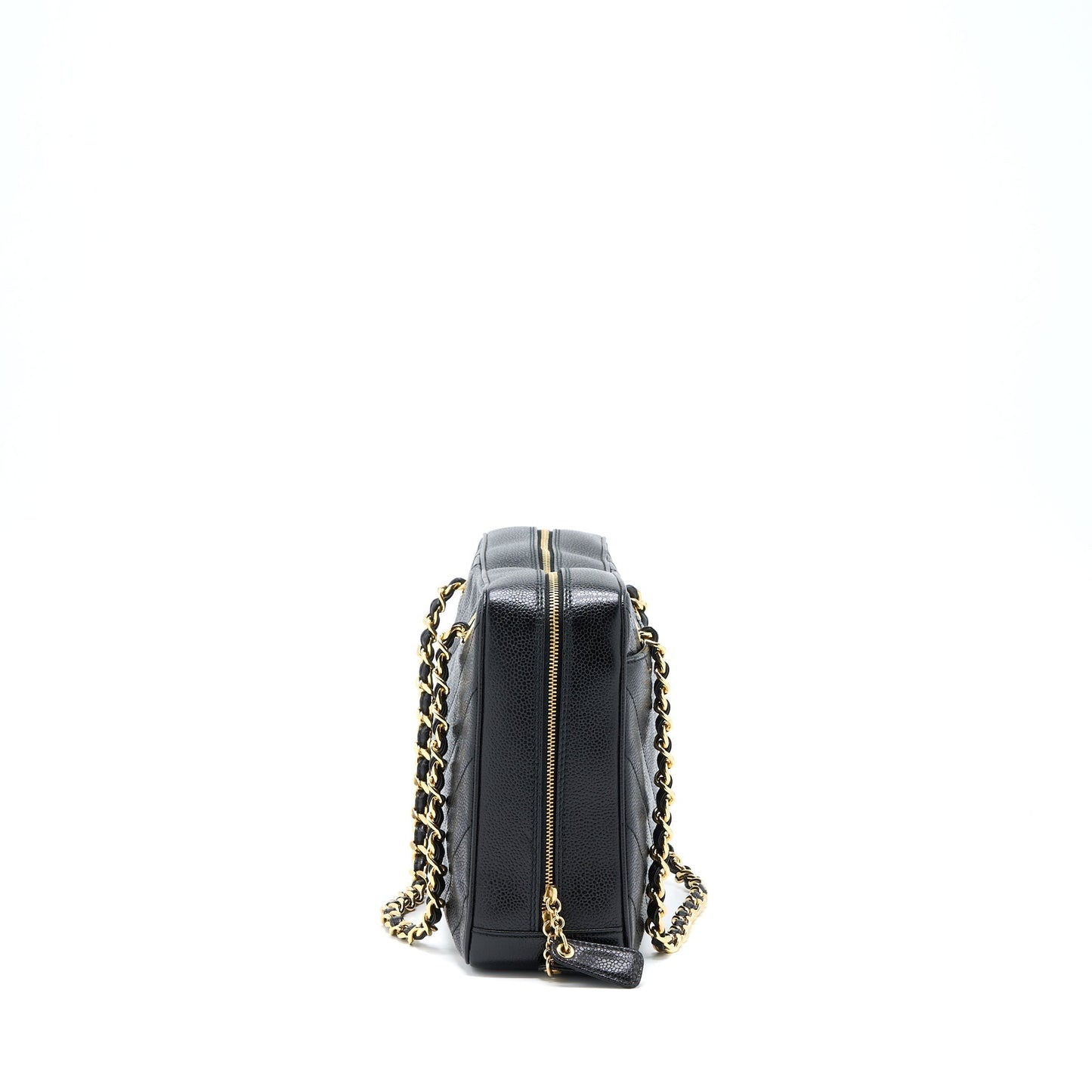 Chanel   Camera Chevron Tote Bag Caviar Black GHW