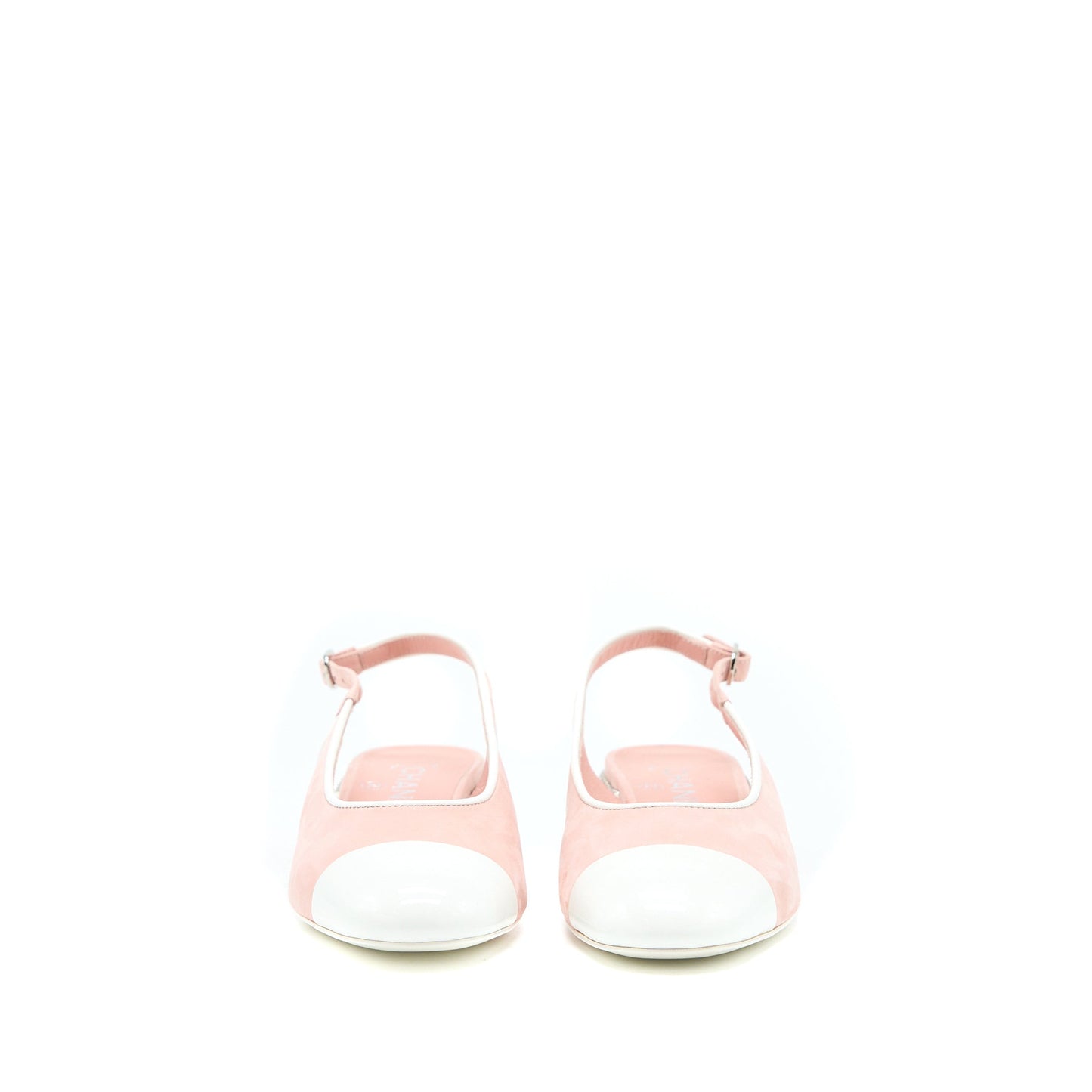 Chanel Size 35.5 Slingback Heel Suede/Patent Pink/White SHW