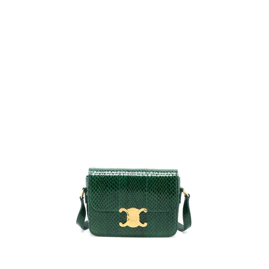 Celine Triomphe Purse Water Snake Leather Green