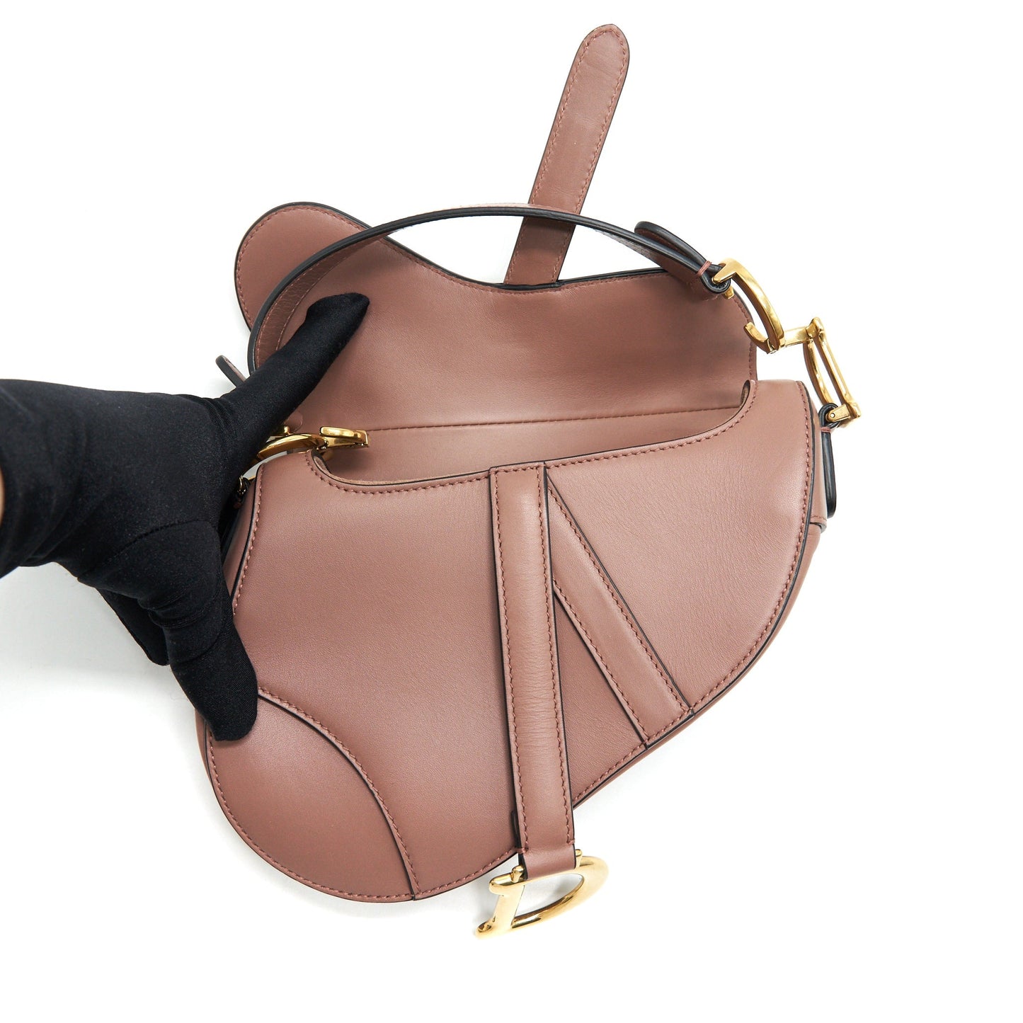 Christian Dior mini Saddle Purse Pink Calfskin Leather