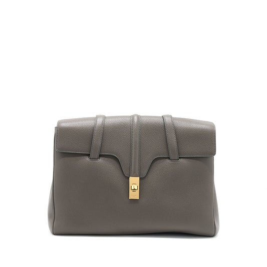 Celine Medium Soft 16 Purse Grained Calfskin Dark Grey