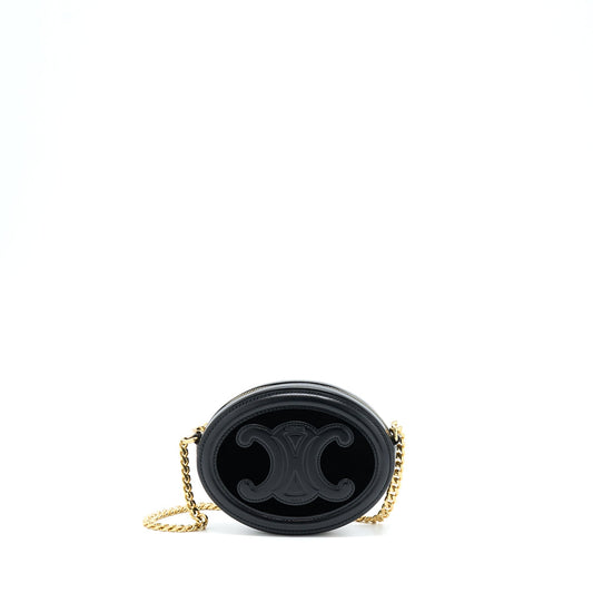 Celine Oval Purse Cuir Triomphe Calfskin/Velvet with Chain