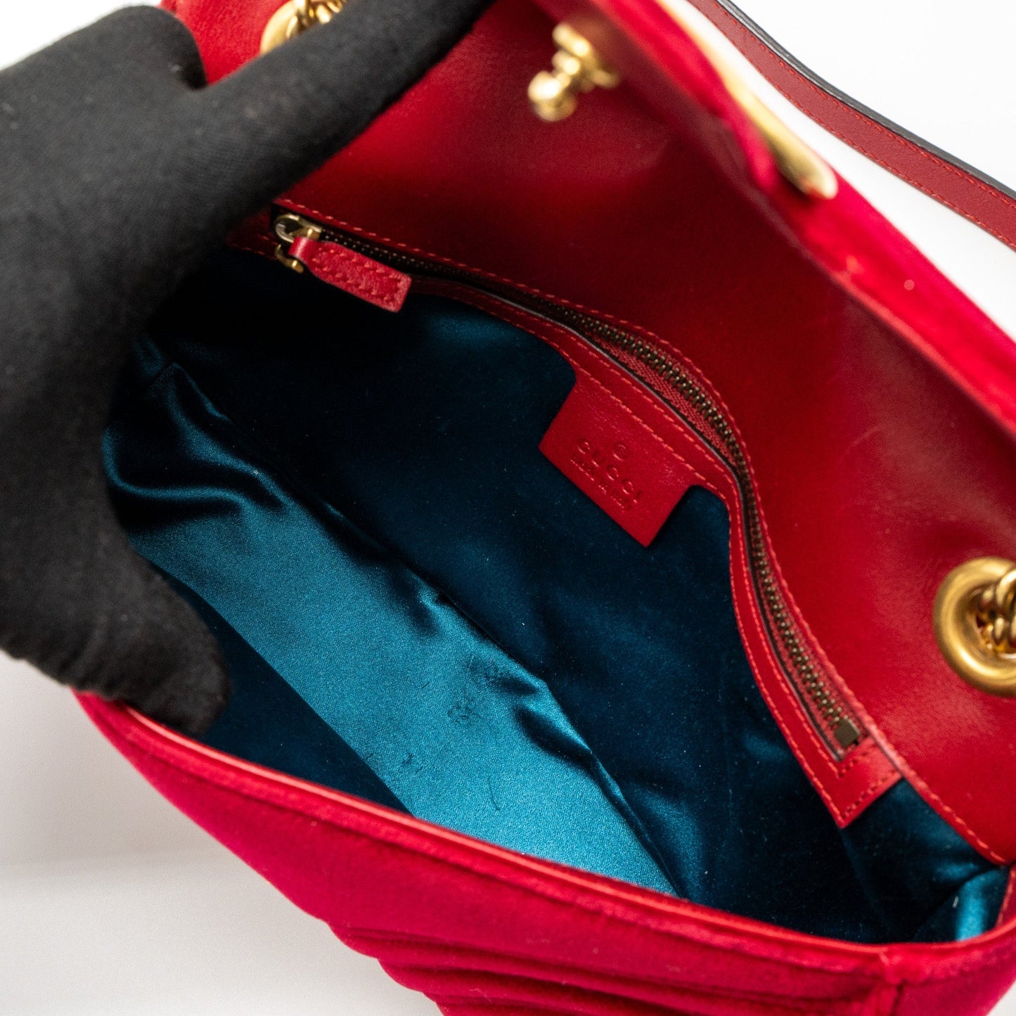 Gucci Small GG Marmont Bag Velvet Red Brushed