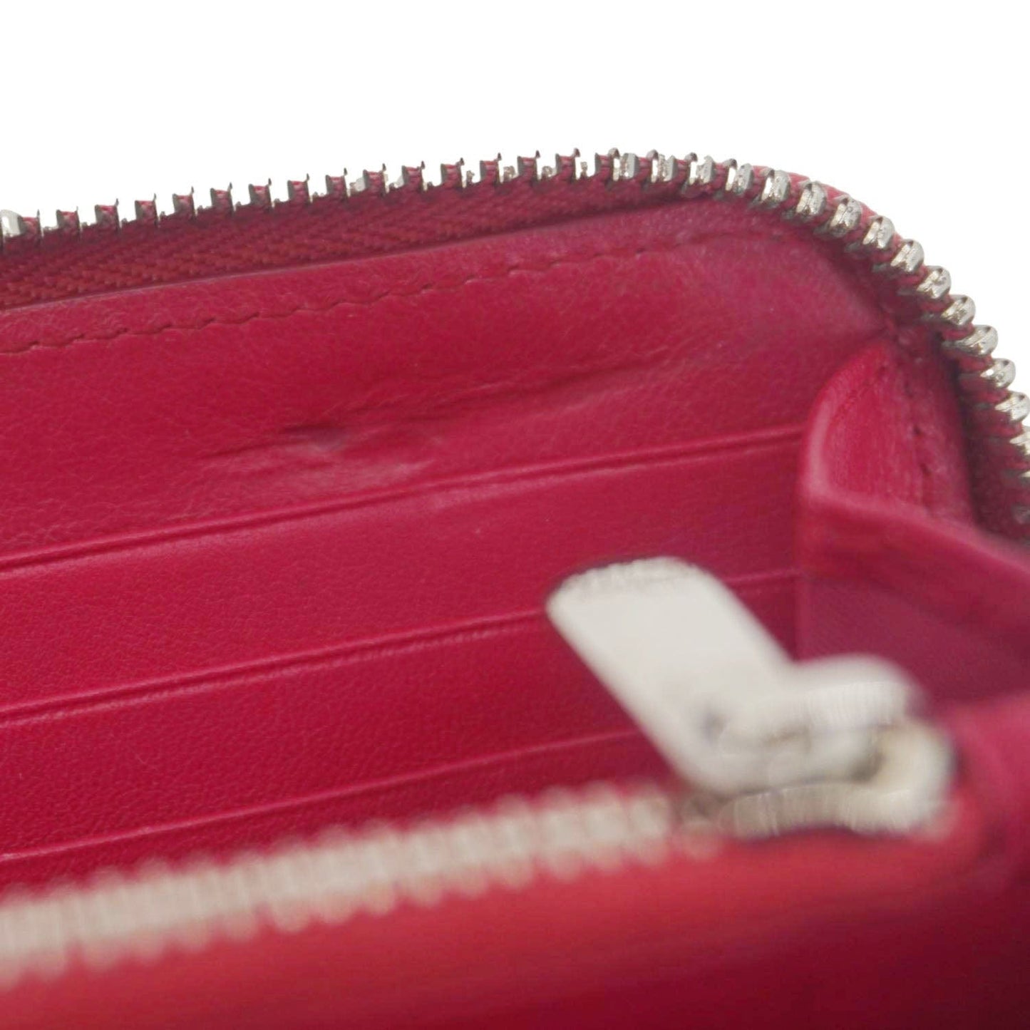 CHRISTIAN DIOR Lady Dior Patent Leather Zippy Wallet Red
