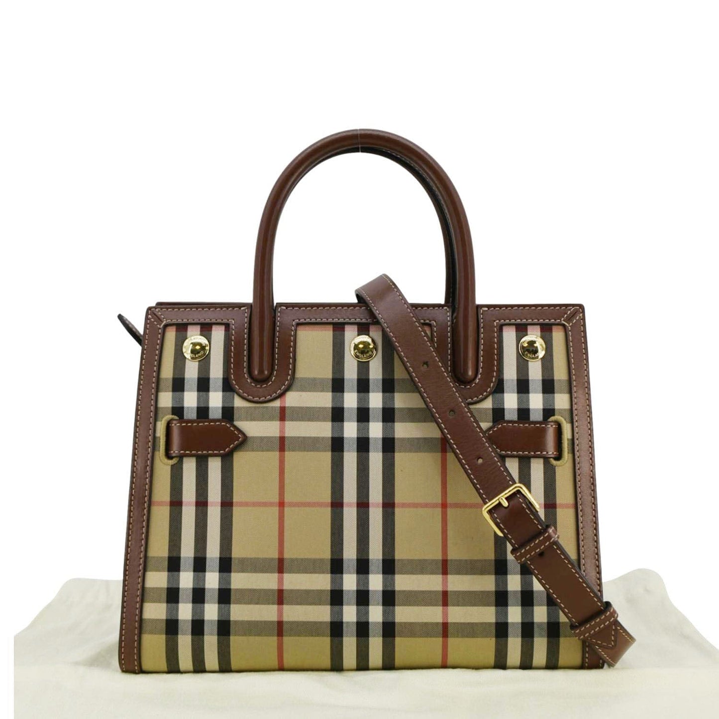 Burberry Title Mini   Check Canvas Two Handle Shoulder Bag Brown