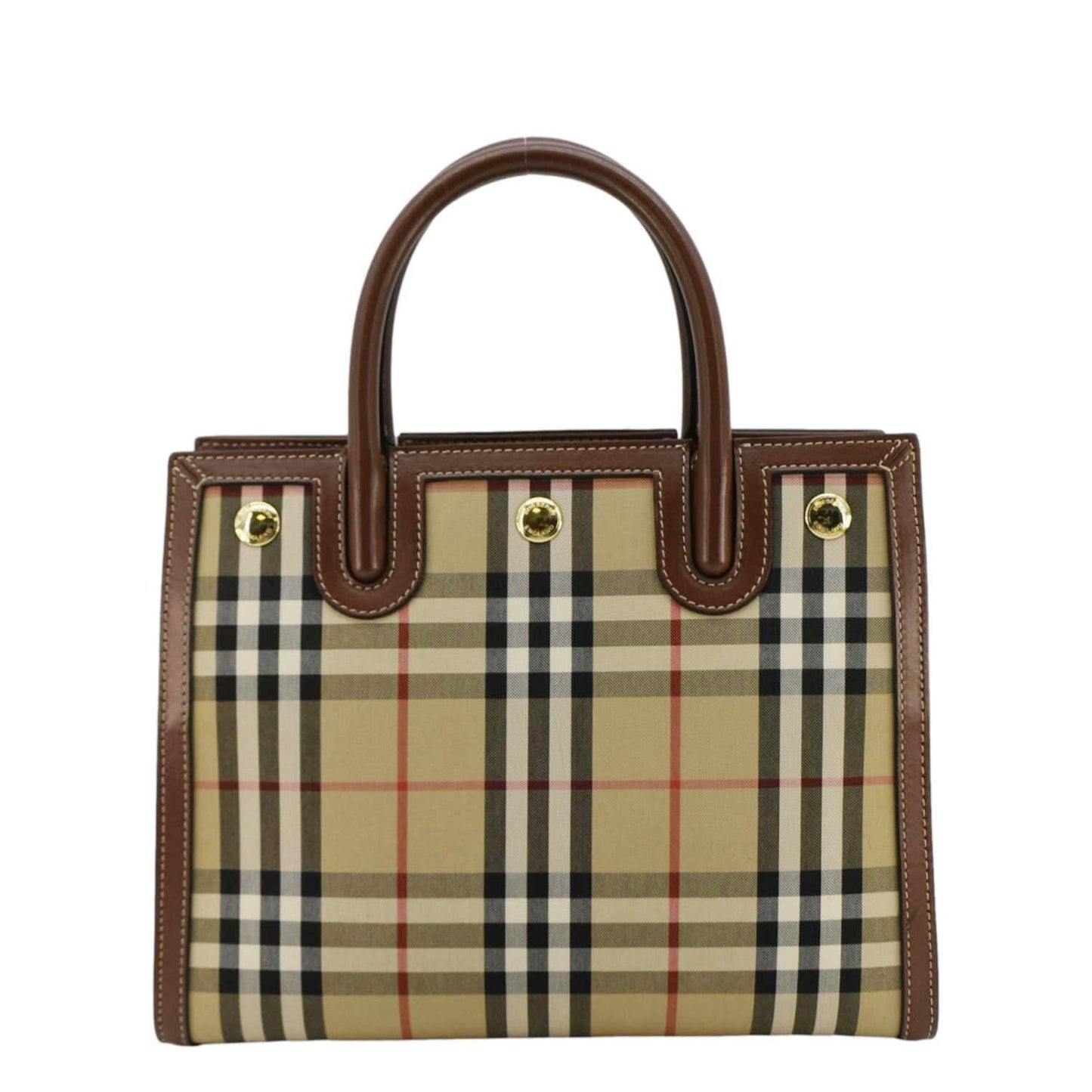 Burberry Title Mini   Check Canvas Two Handle Shoulder Bag Brown