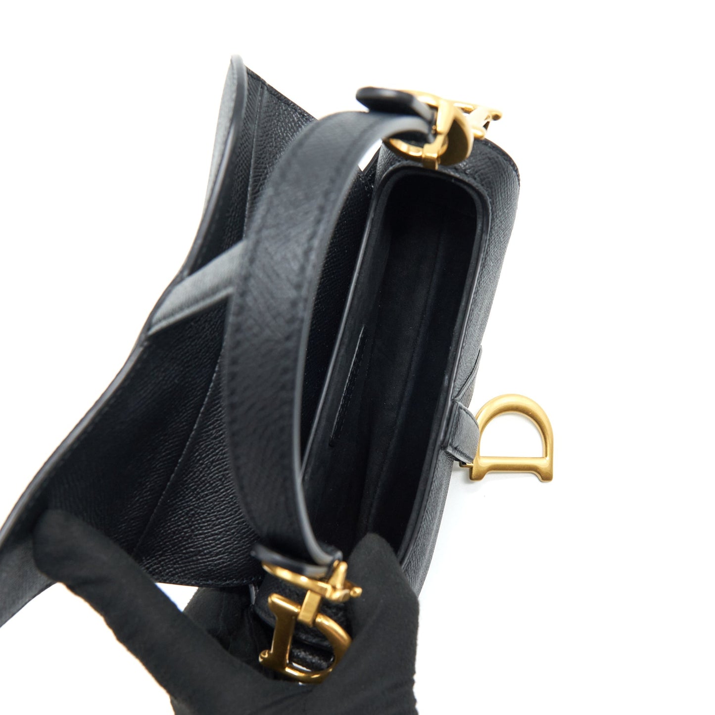 Dior Mini Saddle Purse Grained Calfskin Black