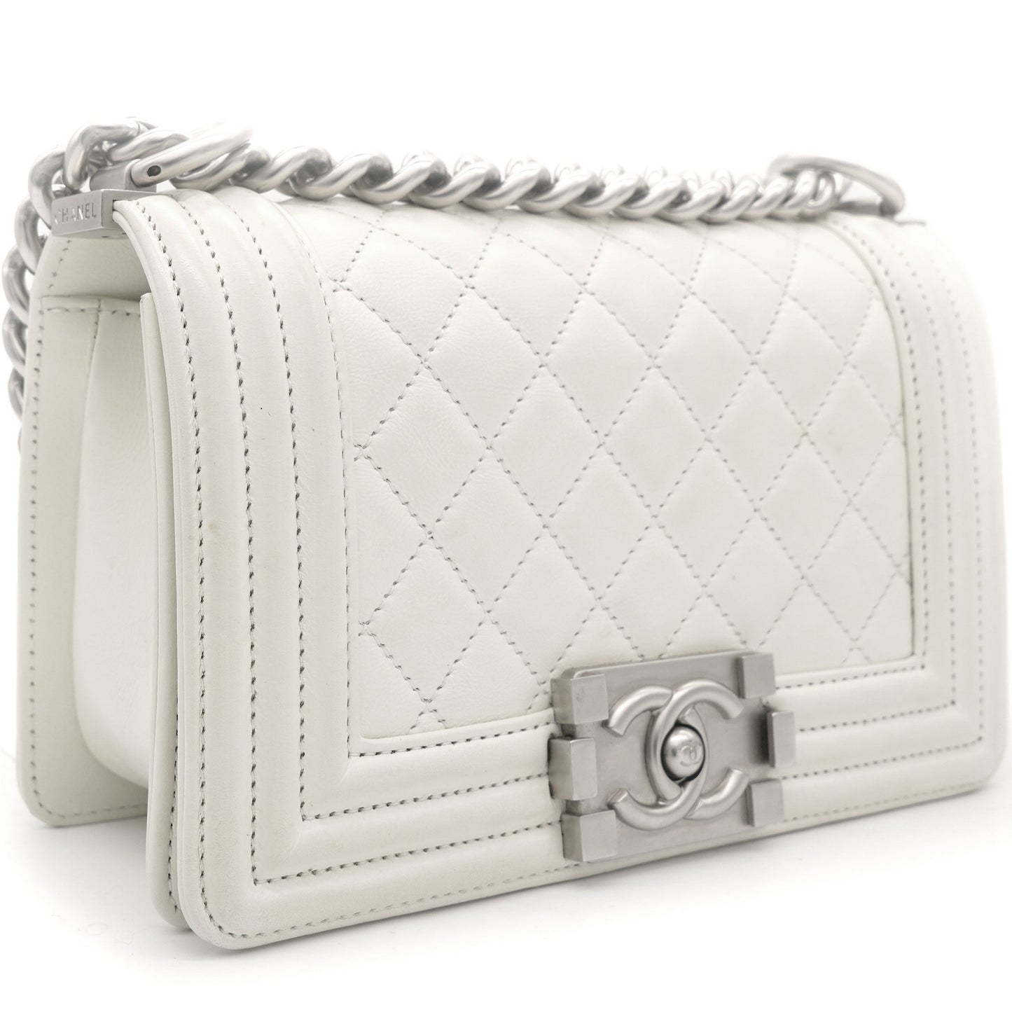 Chanel Calfskin Quilted Small Boy Flap White
