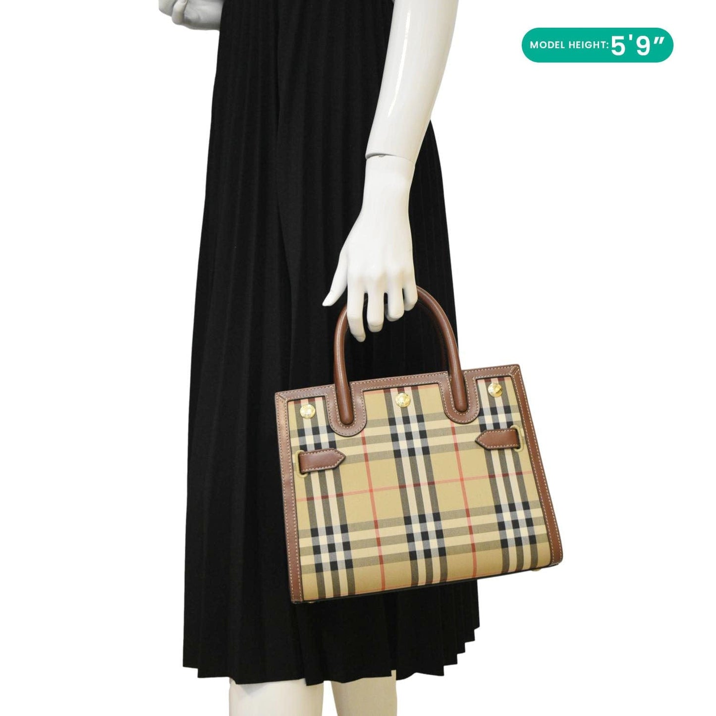 Burberry Title Mini   Check Canvas Two Handle Shoulder Bag Brown