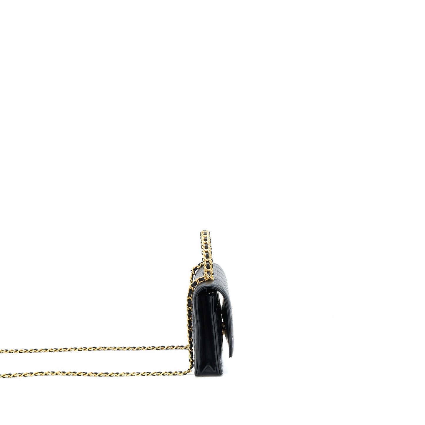 Chanel Top Handle Wallet On Chain Lambskin Black Brushed GHW (Microchip)