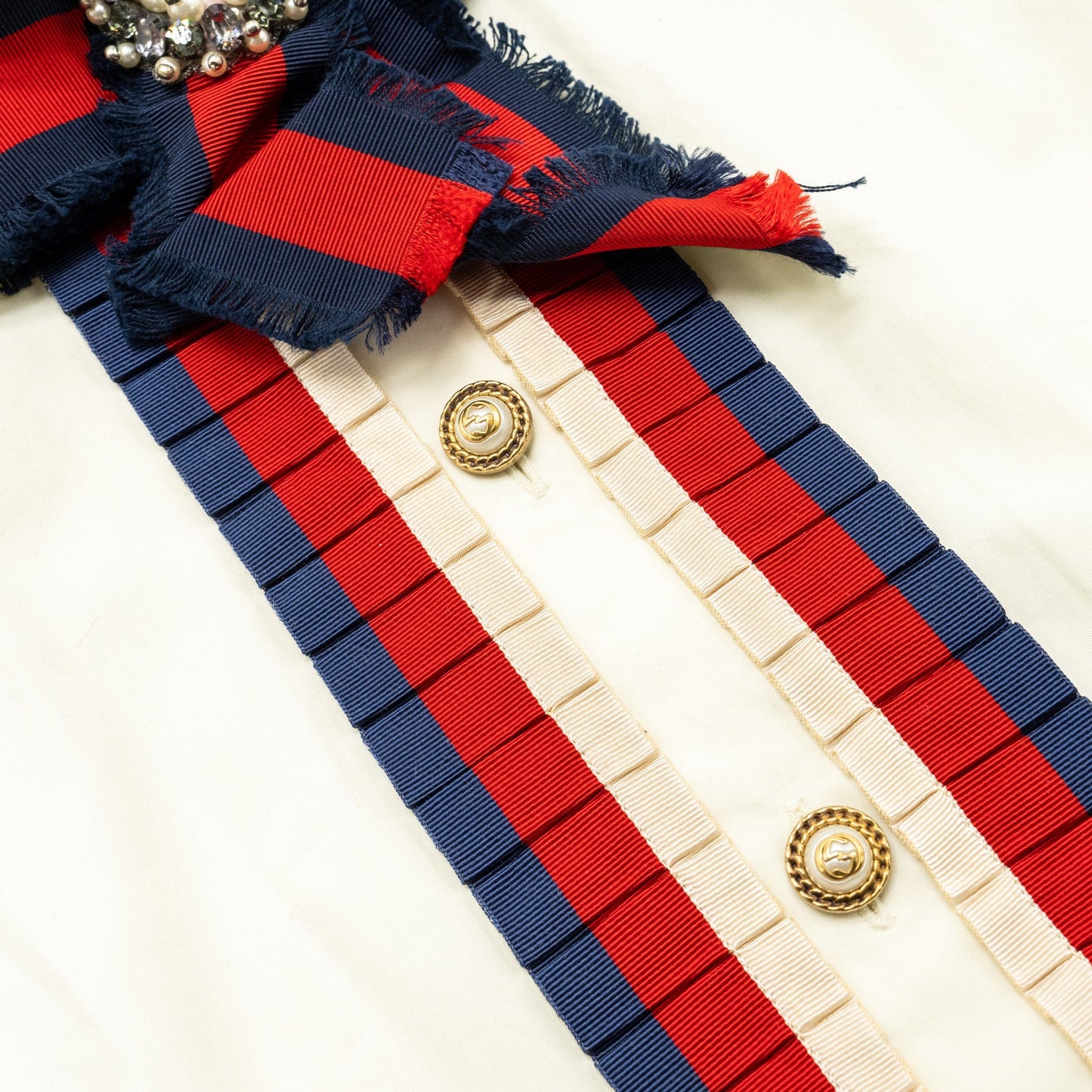 Gucci size 40 cotton poplin shirt / top white/ multicolor