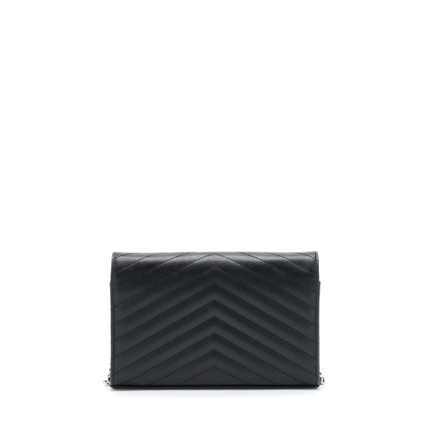 Saint Laurent/ Chain Wallet Crossbody Purse Grain Calfskin Black