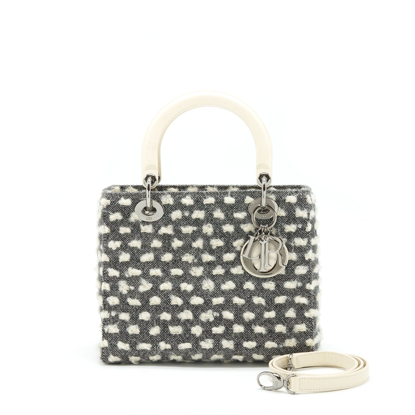 Dior   Medium Lady Dior Cotton Design Grey/ White