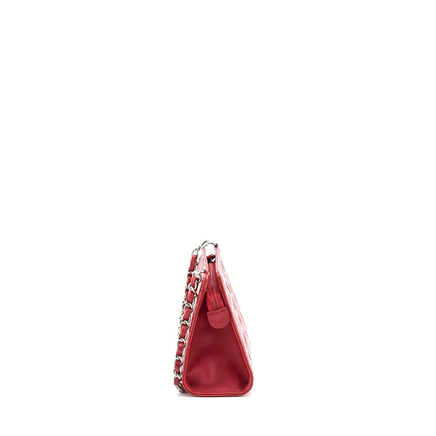 Chanel   Leather Charm Printed Chain Shoulder Bag Red SHW