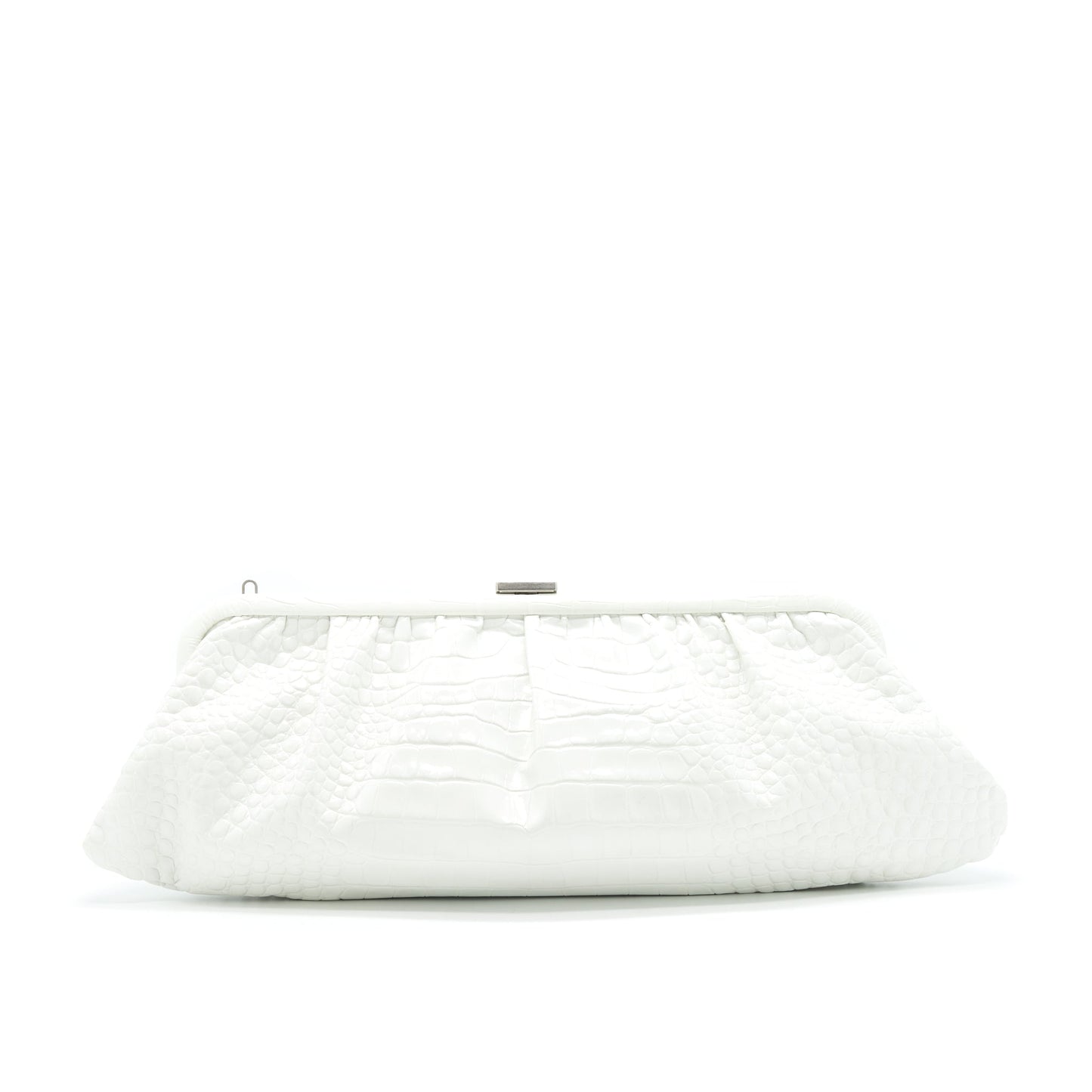 Balenciaga Cloud Crocodile Embossed Clutch/ Crossbody Purse