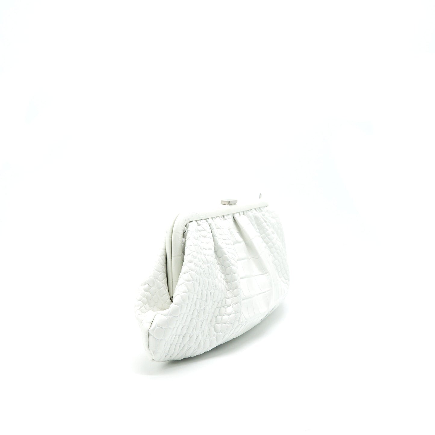 Balenciaga Cloud Crocodile Embossed Clutch/ Crossbody Purse