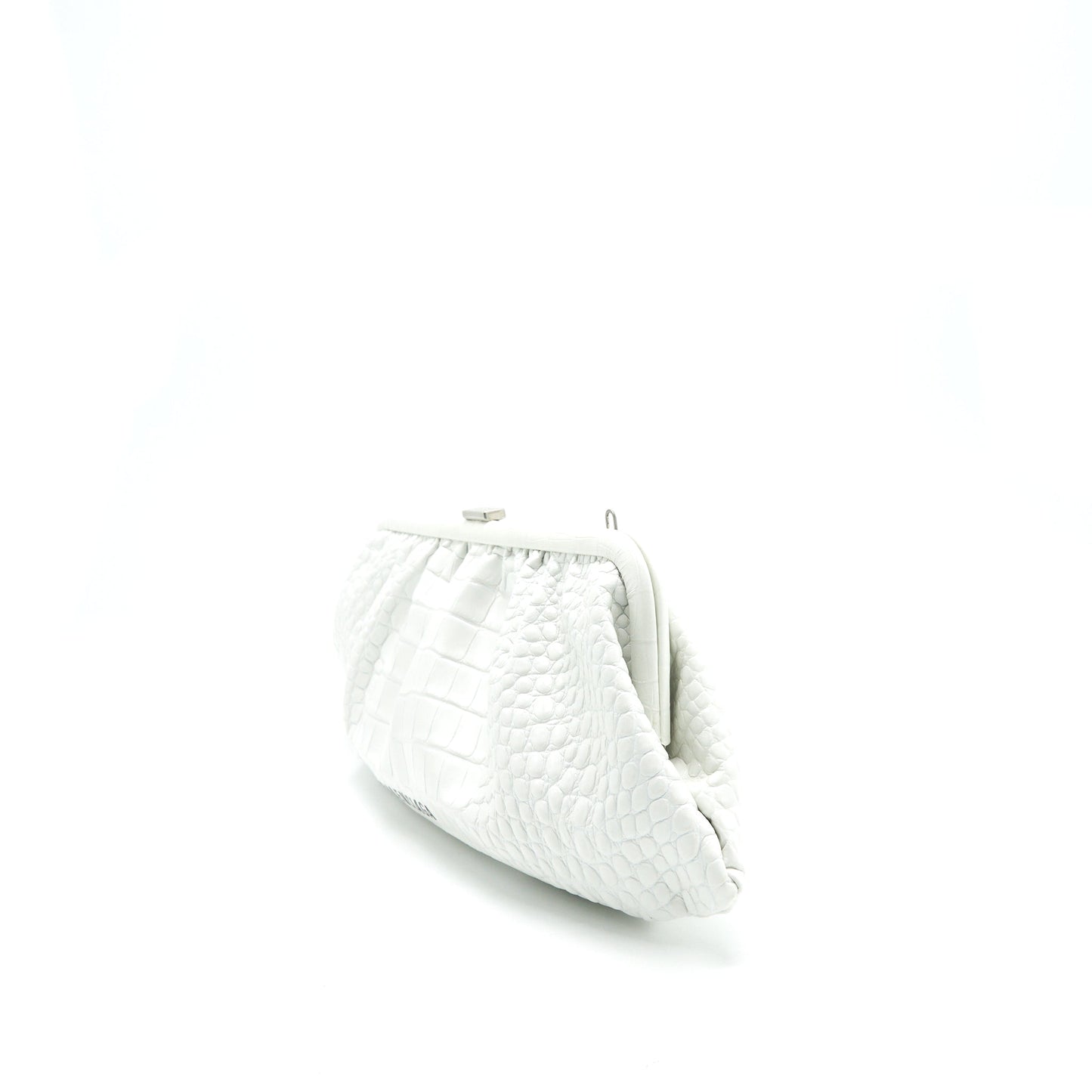 Balenciaga Cloud Crocodile Embossed Clutch/ Crossbody Purse