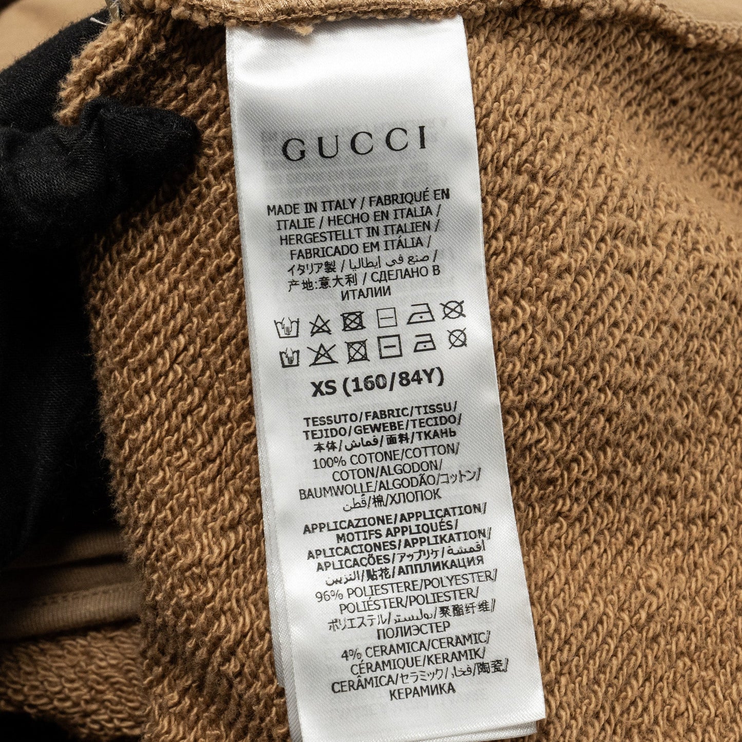 GUCCI Size XS   Logo Sweatshirt Cotton Carmel/Multicolour