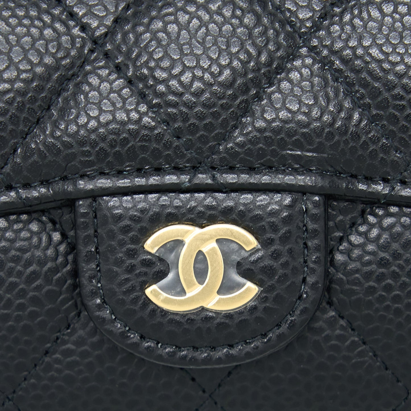 Chanel Classic Flap holder Caviar Black GHW(Microchip)