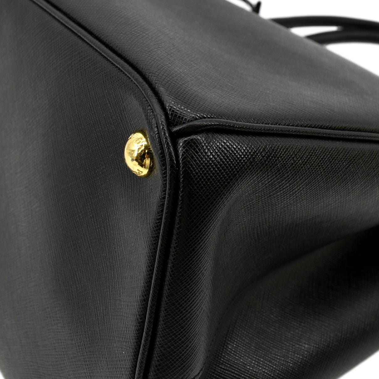 PRADA Galleria Double-Zip Saffiano Leather Tote Bag Black