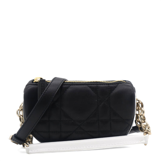 Dior Lambskin Cannage Mini Dior Vibe Hobo Bag Black