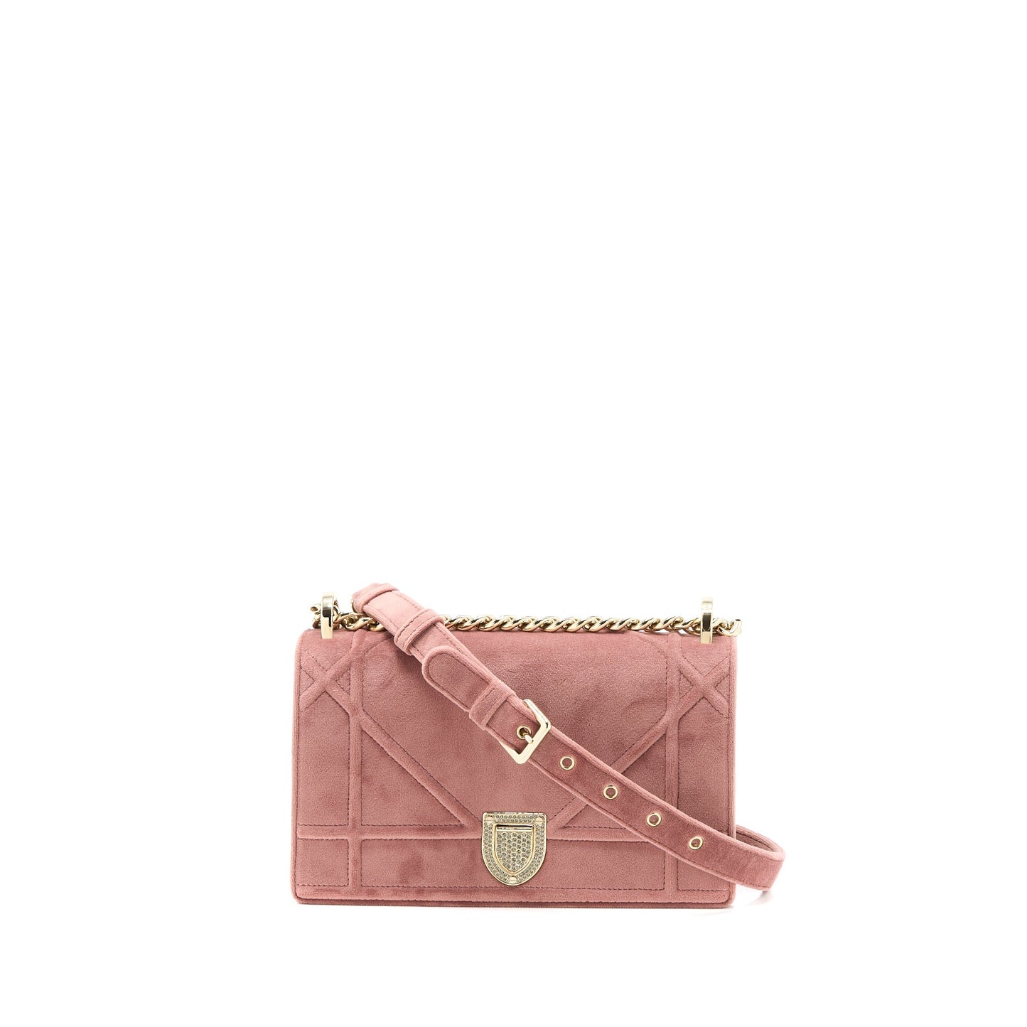 Dior Small Diorama Velvet Dark Pink