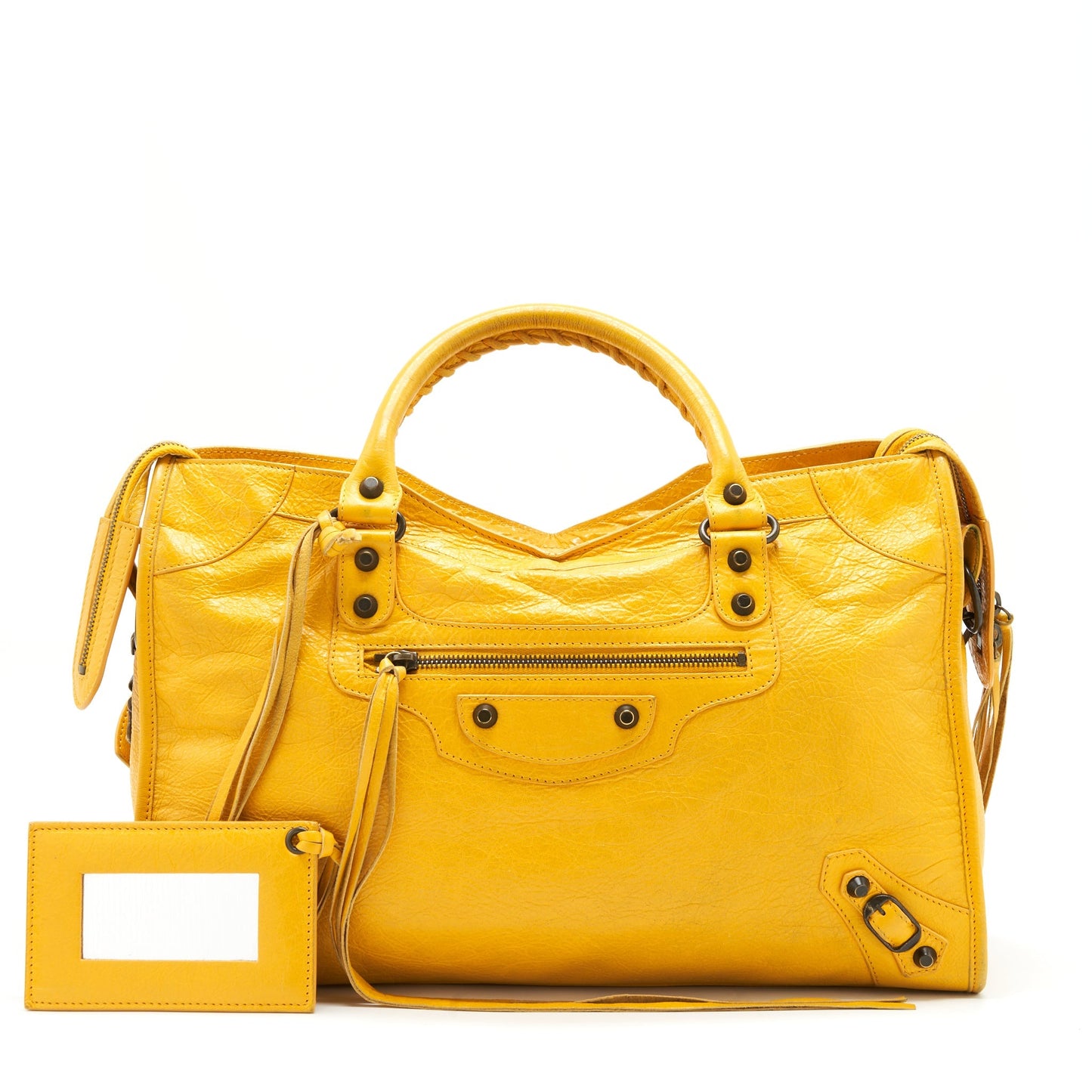 Balenciaga classic city Purse yellow ruthenium hardware