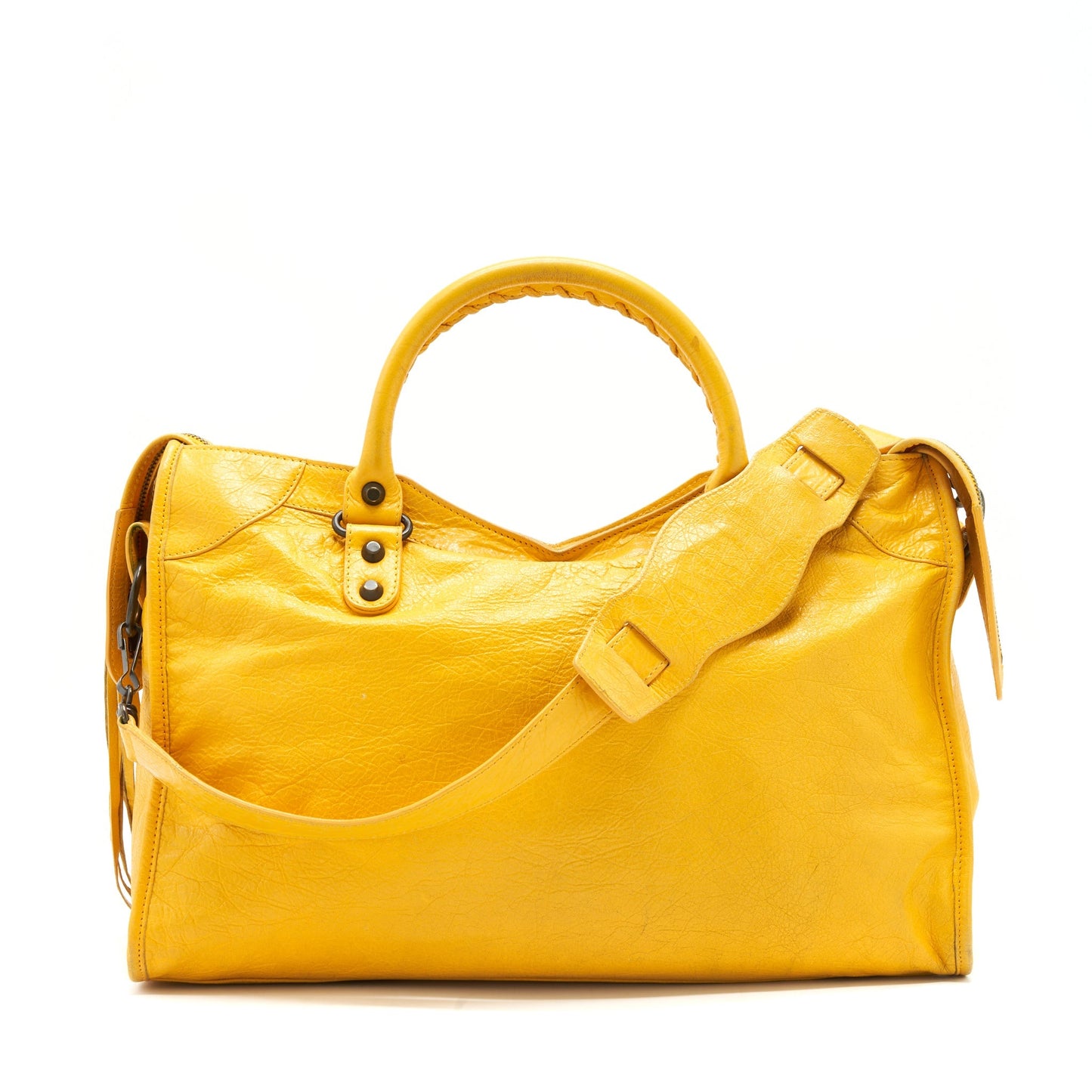 Balenciaga classic city Purse yellow ruthenium hardware
