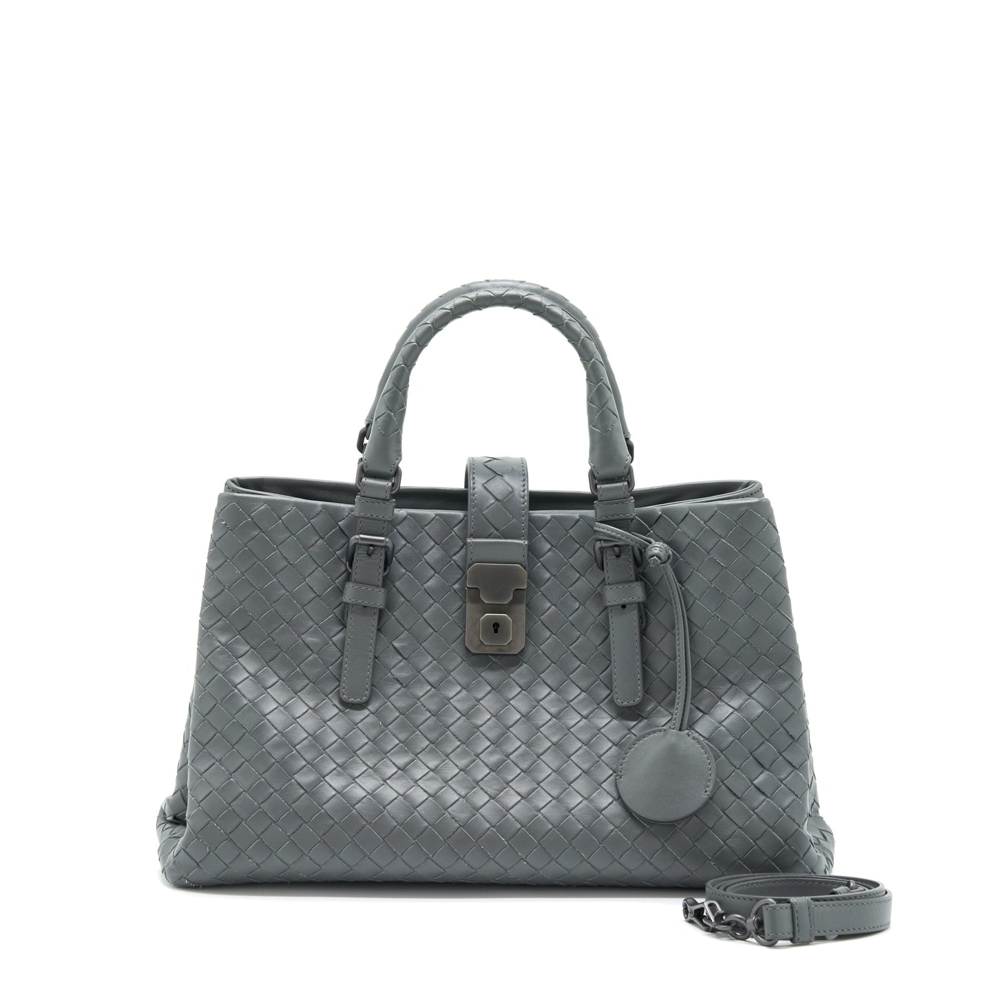 Bottega Veneta Roma Tote Purse Dark Grey Ruthenium Sliver Hardware