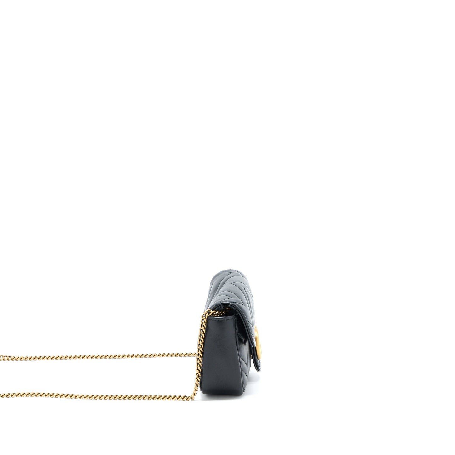 Gucci GG Marmont Super Mini Chain Bag Calfskin Black Brushed
