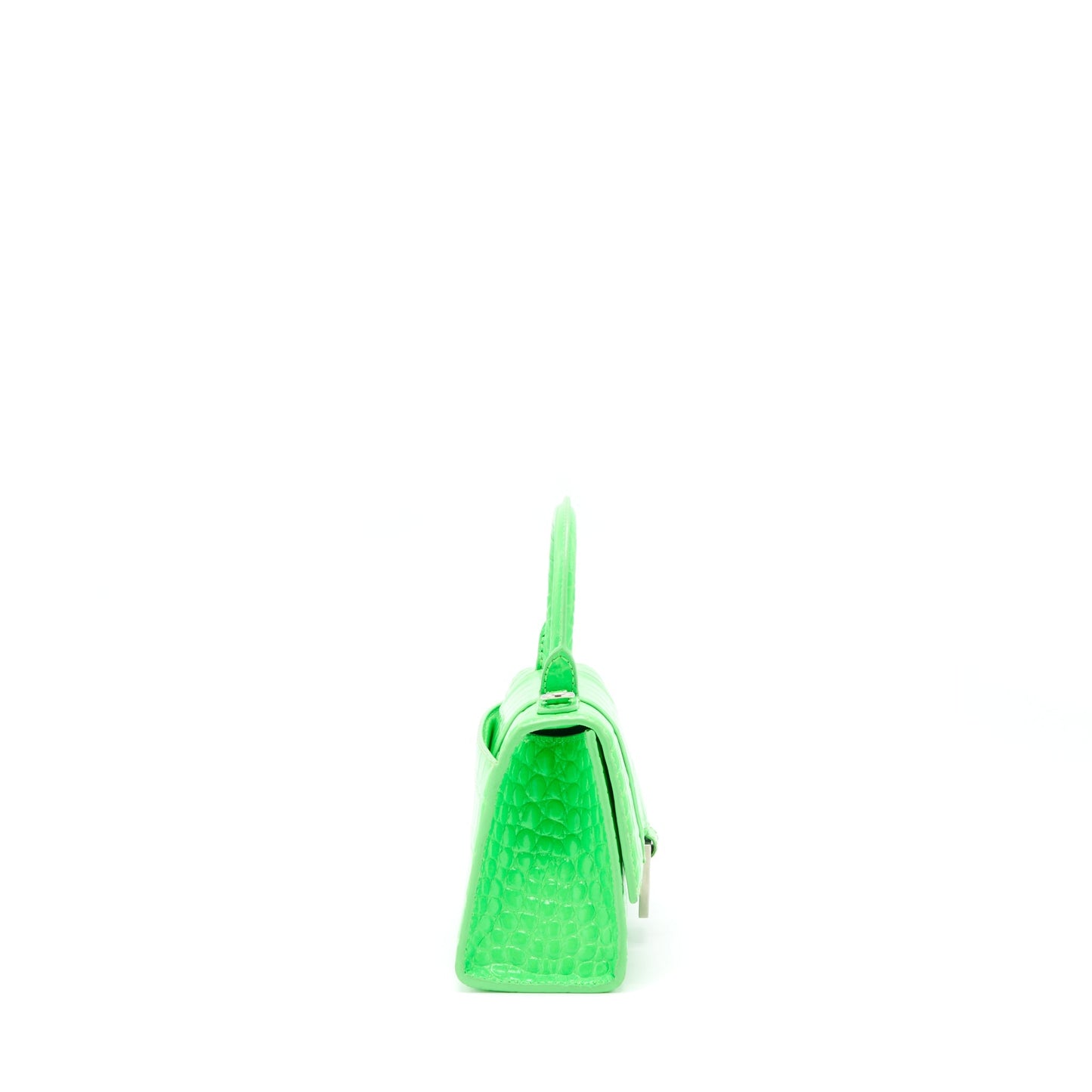 Balenciaga Hourglass Crocodile-Embossed Calfskin Green