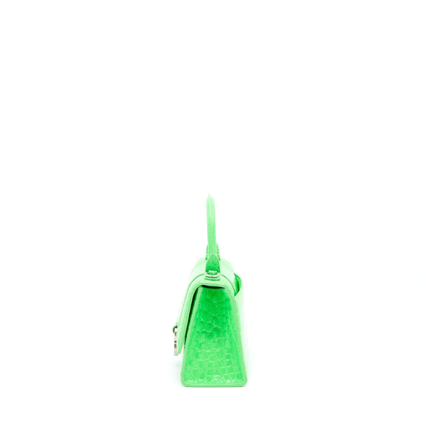 Balenciaga Hourglass Crocodile-Embossed Calfskin Green