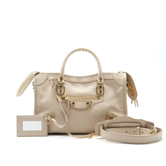 BALENCIAGA SMALL METALLIC BEIGE