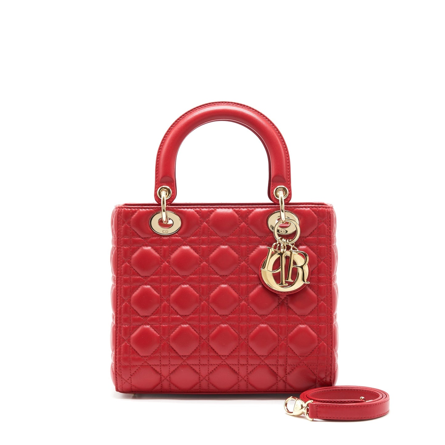 Dior medium lady dior lambskin red