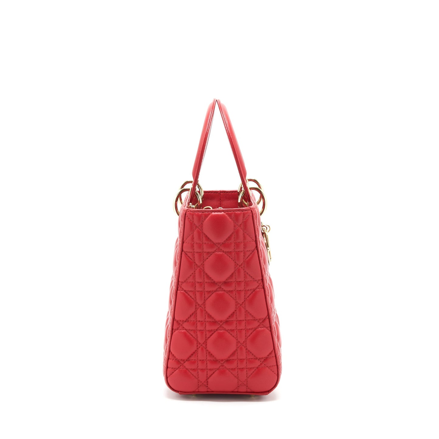 Dior medium lady dior lambskin red