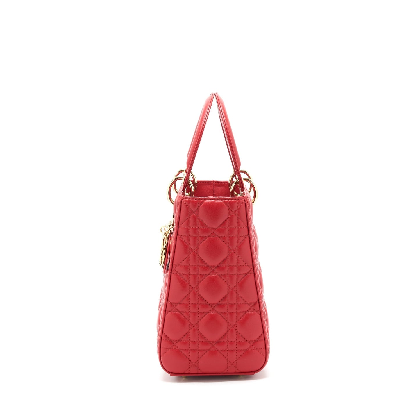 Dior medium lady dior lambskin red