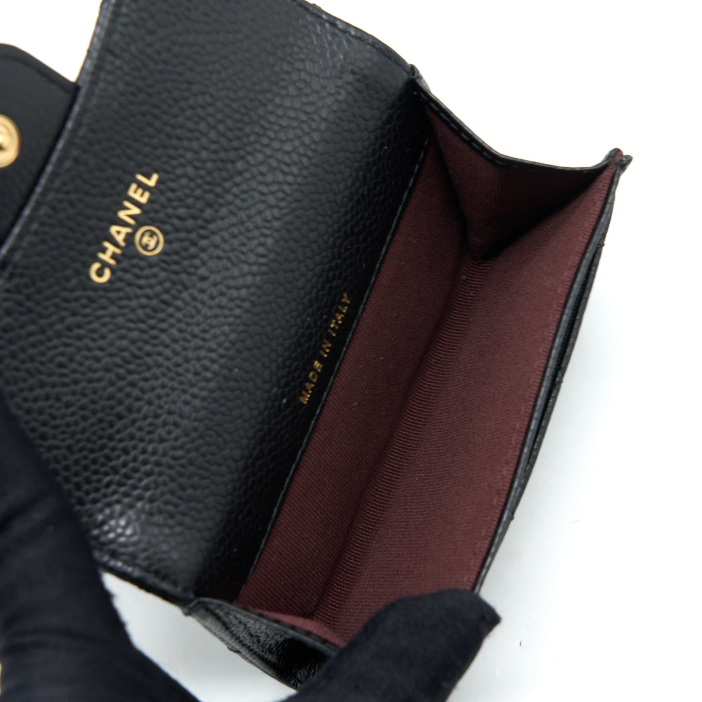 Chanel Classic Flap  Holder Caviar Black GHW (Microchip)