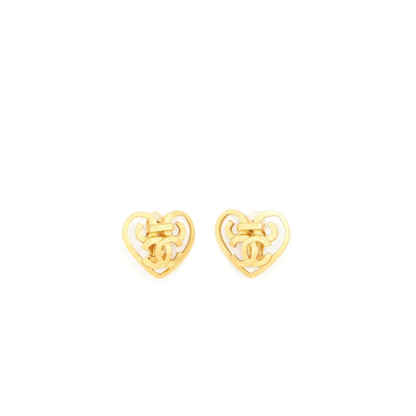 Chanel   Heart CC Logo Earclips 24K Plated GHW
